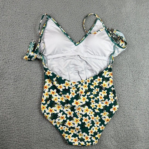 Cupshe Swimsuit Women Size Medium Green Floral Young and Vigor Print One Piece - Picture 7 of 12